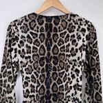 Vintage MSK Crossover Top Womens Small Brown Animal Print Mob Wife Beaded Sequin Photo 7