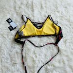 California Waves  Black Floral Flouncy Bralette M Photo 2