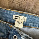 Billabong  Tie Front Lite Hearted Denim Raw Hem Shorts Size 28 Photo 2