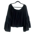 Anthropologie  Gloria Off The Shoulder Top Tiered Bell Sleeves Size Medium Black Photo 4