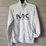 Michael Kors Womens White Full Zip Hoodie Jacket Size Small Cotton Stretch Logo Photo 0