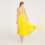 Amur Viv Mitered Pleating Dress Yellow Midi Photo 3