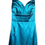 Arden B  Sweetheart Double Rope Halter Dress Tropical Turquoise Size 2 Satin Glam Photo 0