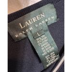 Ralph Lauren Silk Blend Sweater Dress V-neck Front/Back Navy W/ White Trim Large Photo 2