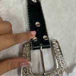 Y2K Crystal Embellished Black Belt western crosses studded motorcycle cowgirl Photo 11