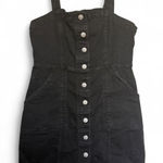 H&M Black  denim overall mini dress size medium Photo 0