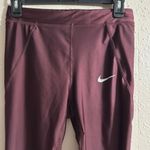 Nike  Dri-Fit Cropped Leggings Womens Size Medium Maroon Red Mesh Athletic Active Photo 1