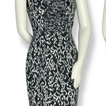Elie Tahari For Nordstrom Dress Women Size 8 Black White Ruffle Front Sheath Photo 0