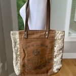 Myra Bag Handmade Leather Handle Tote Bag French Style Market Bag Brown Photo 10