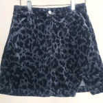 Pilcro Anthropologie  Cord Mini Animal Print Skirt Womens 8 Corduroy Gray Black Photo 0