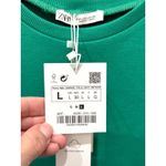 ZARA NWT Ribbed Crewneck Ruffle Sleeve Mini Bodycon Dress Green Women's Sz Large Photo 5