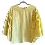 Anthropologie Anthro dRA Los Angeles Yellow Stripe Ruffle Sleeve Blouse - size Large Photo 0