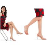 MySoft Nude Clear Square Toe Strappy Stiletto Mules Heels Transparent Size 11 Photo 9