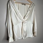 Theory  Cream Twist Blouse in Satin Size 6 Photo 2