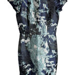 ZARA Blue Structured Abstract Jacquard Short Sleeve Sheath Mini Dress XS Photo 0