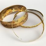 Set of 3 Bangle Bracelets Gold, Rose Gold and Silver Tone Photo 0