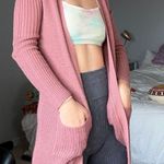 Derek Heart Long Pink Laced Back Cardigan Sweater  Photo 3