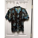 Allison Taylor 300-008‎  Blouse Women's Size Small Brown Teal Button Up Top Shirt Photo 6