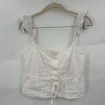 Louna Blouse Women Large White Eyelet Ruffle Shoulder Rent The Runway Cropped Photo 1