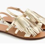 J.Crew  Gold Leather Fringe Slingback Sandals Size 8 M Photo 0