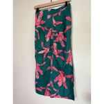 Colleen Lopez XS Skirt Green Pink Leaf Print Button Front Midi Ruched Photo 4