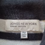 Jones New York Sport Womens Sweater Zip Up Front Black White Striped PM Size undefined Photo 1