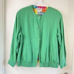 GALINDA Wang 100% Silk Reversible Jacket Green & Mixed Print EUC SZ L Pockets Size L Photo 2