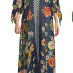 Johnny Was Mia Floral Border Long Dress Silk Blend Semi Sheer Size XS Photo 0