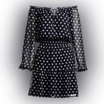 Boston Proper Polk-a-Dot Shoulder Skimming Smocked Waist Dress Black White Polka Dots Size XS Photo 1