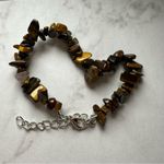Tiger’s Eye Gemstone Stone Chip Silver Bracelet Brown Photo 1