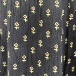 Free People Crepe 1/2 Button Black Patterned Blouse Photo 1