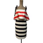 Anthropologie Mare Mare Mini Dress size Small Red & Black Striped Satin Cocktail Photo 3