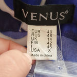 Venus  Blue & White Giraffe Belted Mermaid Tafetta Maxi Skirt Size 8 Photo 4