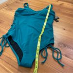 Torrid One Piece Ribbed Lace Up Tie Swimsuit Wireless Teal 2X NWT Photo 5