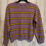 Women's M Size 6 Purple Striped Acrylic Sweater Cropped Photo 0