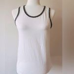 Alythea  Beaded Sleeveless Tank Top White/Black Size S NWT Photo 0