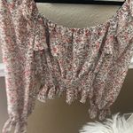 Boheme Cream Ruffled Smocked Blouse with Tie Front White Photo 3