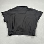 Shinestar  Shirt Top XL Womens Black Short Sleeve Twist Front Button Down Collar Photo 1