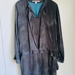 Diane Von Furstenberg  Silk Y2K Does 40s Dress Mini Grey Tie Dye Print Photo 6