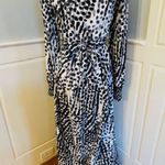 Eliza J Long Sleeve Spotty Dot Animal Chiffon Maxi Dress Black & White 6 Photo 7