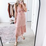 Faithfull the Brand Revolve Maple Pink Plaid Cut Out Midi Dress Photo 5