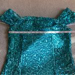 Lulus NWOT  Glittering Nights Aqua Blue Sequin Off-the-Shoulder Mini Dress Photo 5