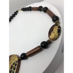 Gorgeous Large 22" Beaded Necklace Unique Large Pendant Bronze Brown Black Beads Photo 15