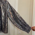Marie Oliver  June Metallic Silver Mock Neck Blouse Size Medium Photo 5