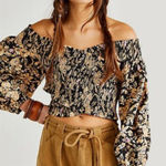 Free People  East to West Smocked Top Cropped Off the Shoulder Size S Photo 0