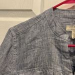 Charter Club  Womens Linen Jacket Large Metallic Blue‎ Button Front Resort Wear Photo 2