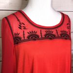 BKE  Red and Black Bell Sleeve Boho Blouse Medium Photo 1