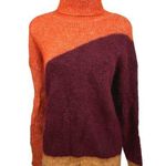 ZARA  Orange Wool Mohair Color block Turtleneck Long Sleeve Sweater Top M Photo 0