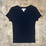 Topshop Black Ribbed Lace Trim Baby Tee Top Photo 1