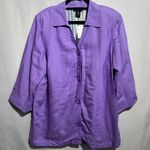Maggie Barnes NWT‎  Lavender Purple Linen Blend Jacket Womens 1X Button Up Artsy Photo 0